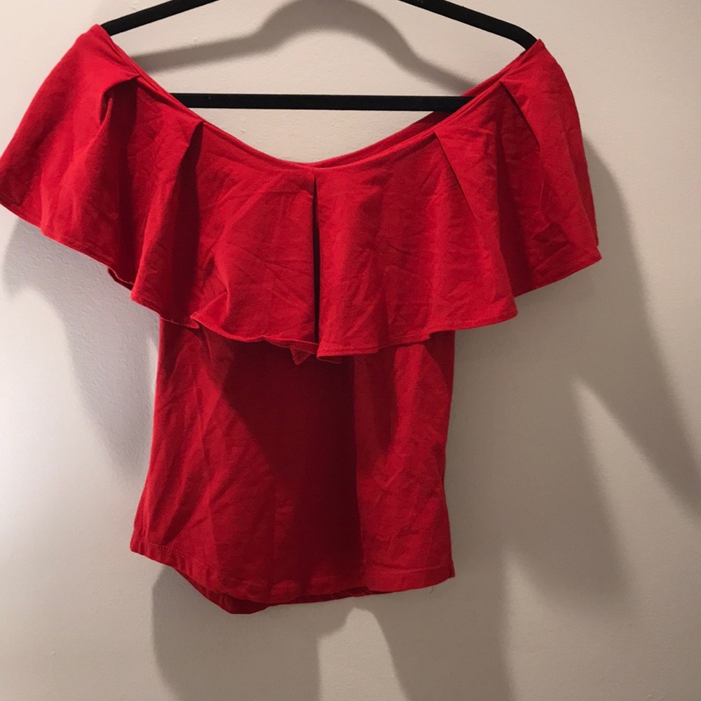FREE PEOPLE RED RUFFLE TOP